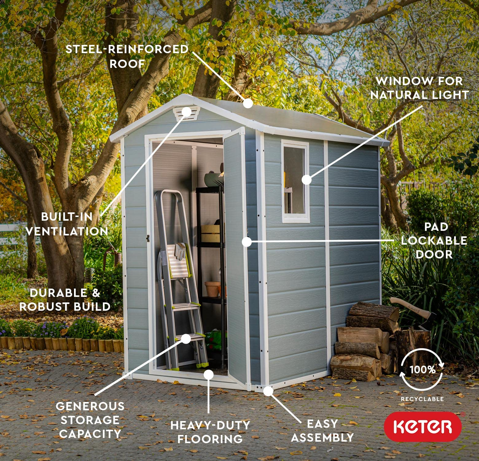 4x6 Resin Storage Shed Kit-Perfect to Store Patio Furniture
