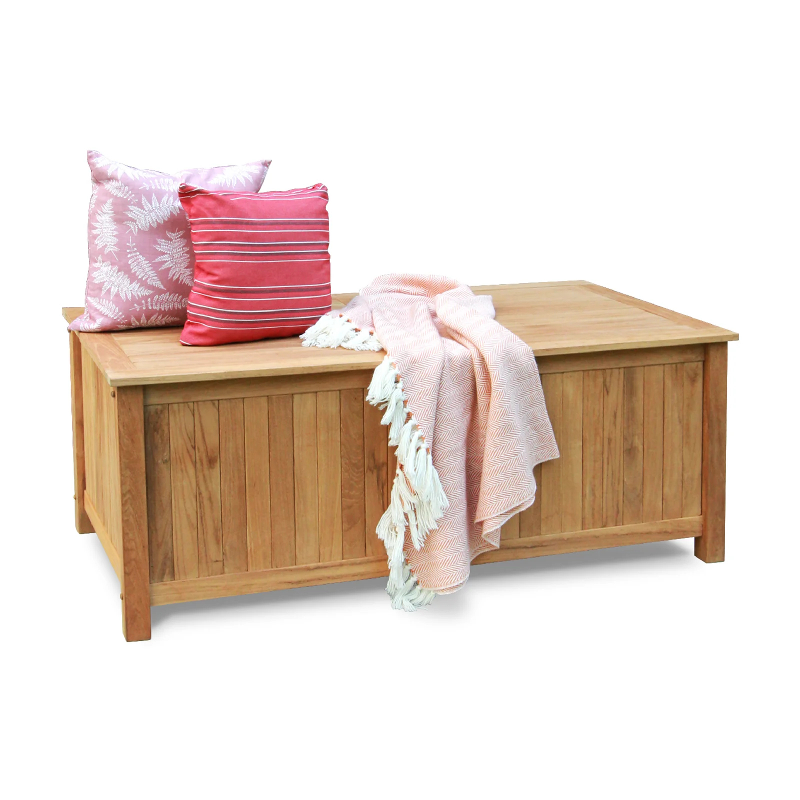 Birch Lane Summerton Teak Solid Wood Deck Box in Natural Teak