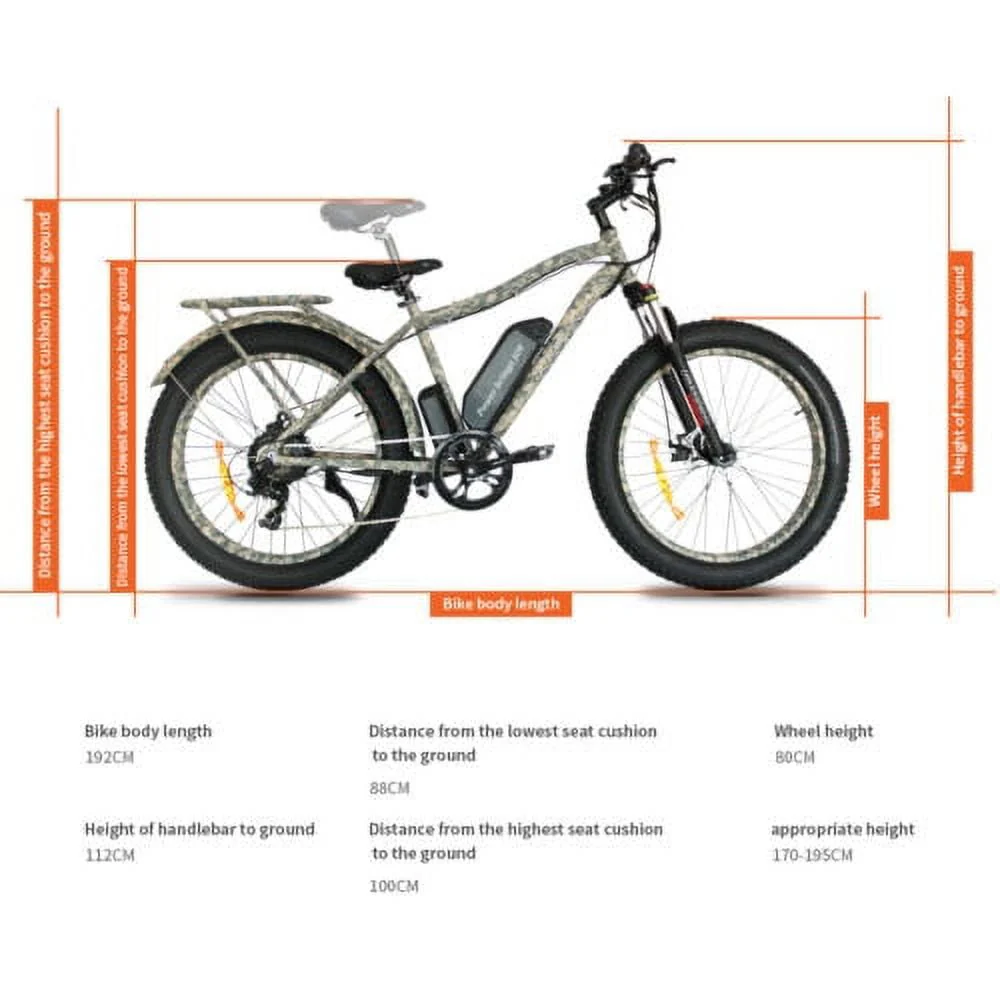 Aostirmotor 26in Fat Tire Electric Mountain Bike, 749W, Black