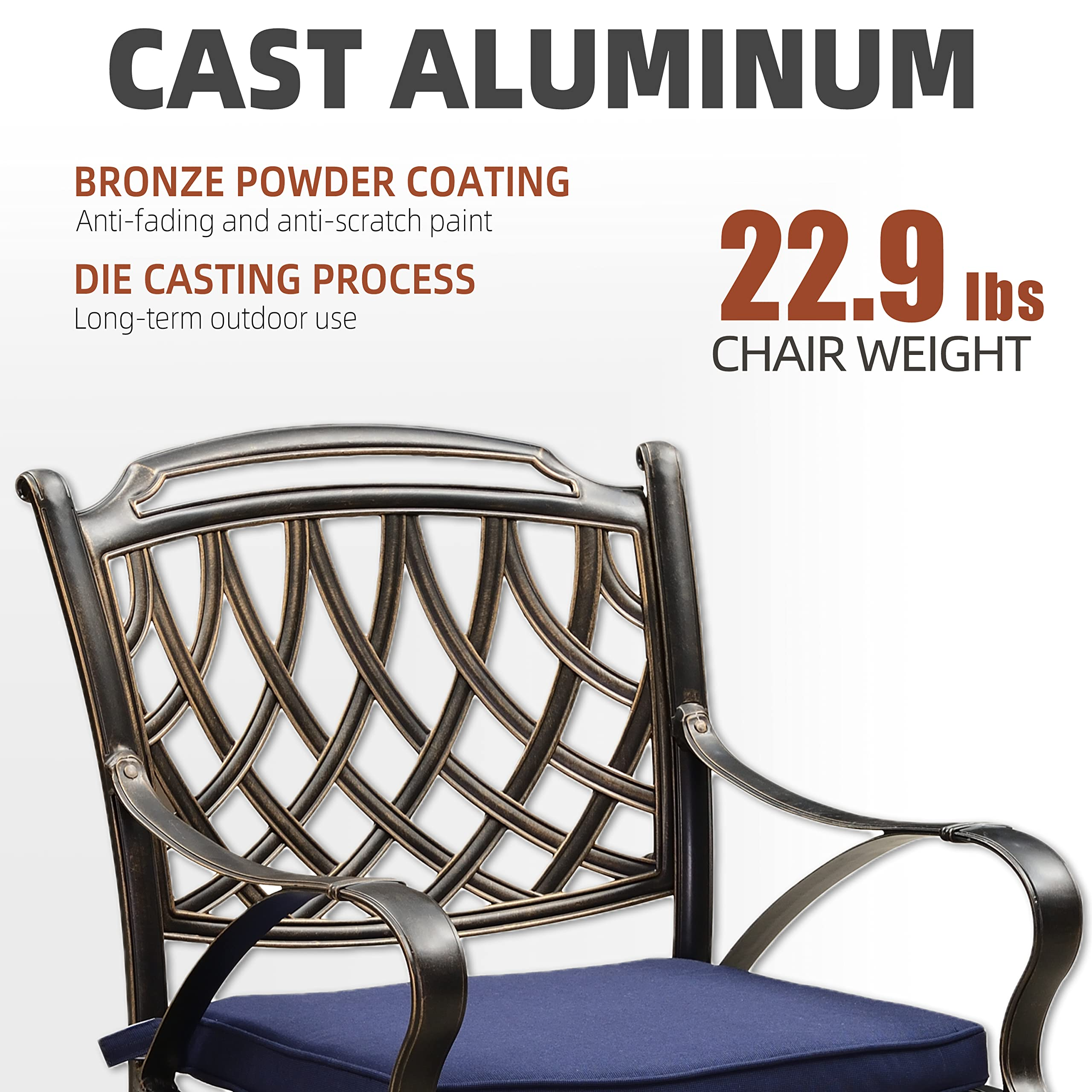 Patio Dining Set Cast 7-Pc Furniture Set with Dining Armchairs
