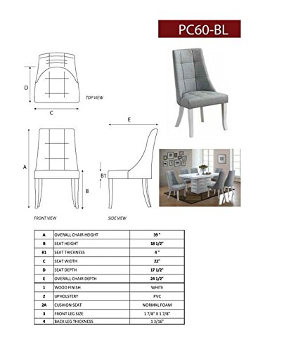Milan 7 Piece White Modern Rectangle Dinette Dining Room Table