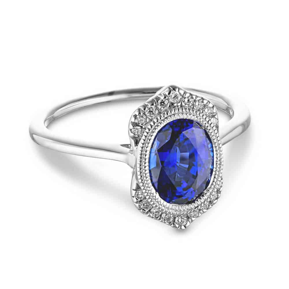 Arya Oval Lab Grown Diamond Milgrain Vintage Antique Halo Engagement Ring