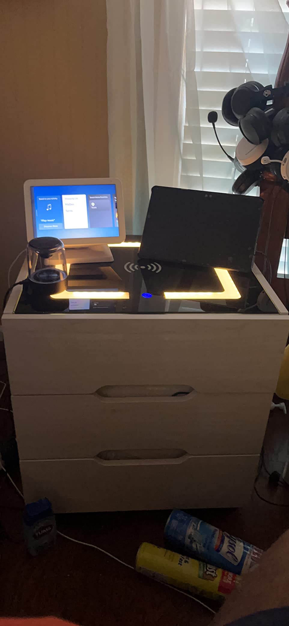 Nightstands Wireless Charging Station and LED Lights