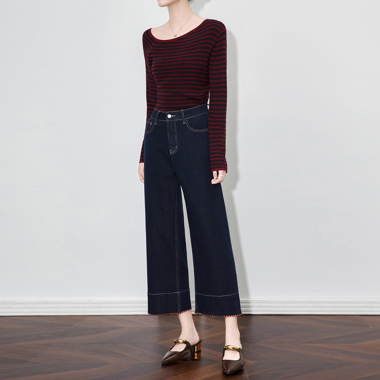 High Waist Straight Leg Jeans Women Loose Fit Slimming Small Size Wide Leg Pants Casual Sle Nine Points