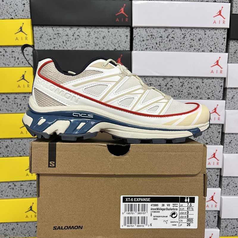 Salomon XT-6 Cream Gray Blue Sneakers