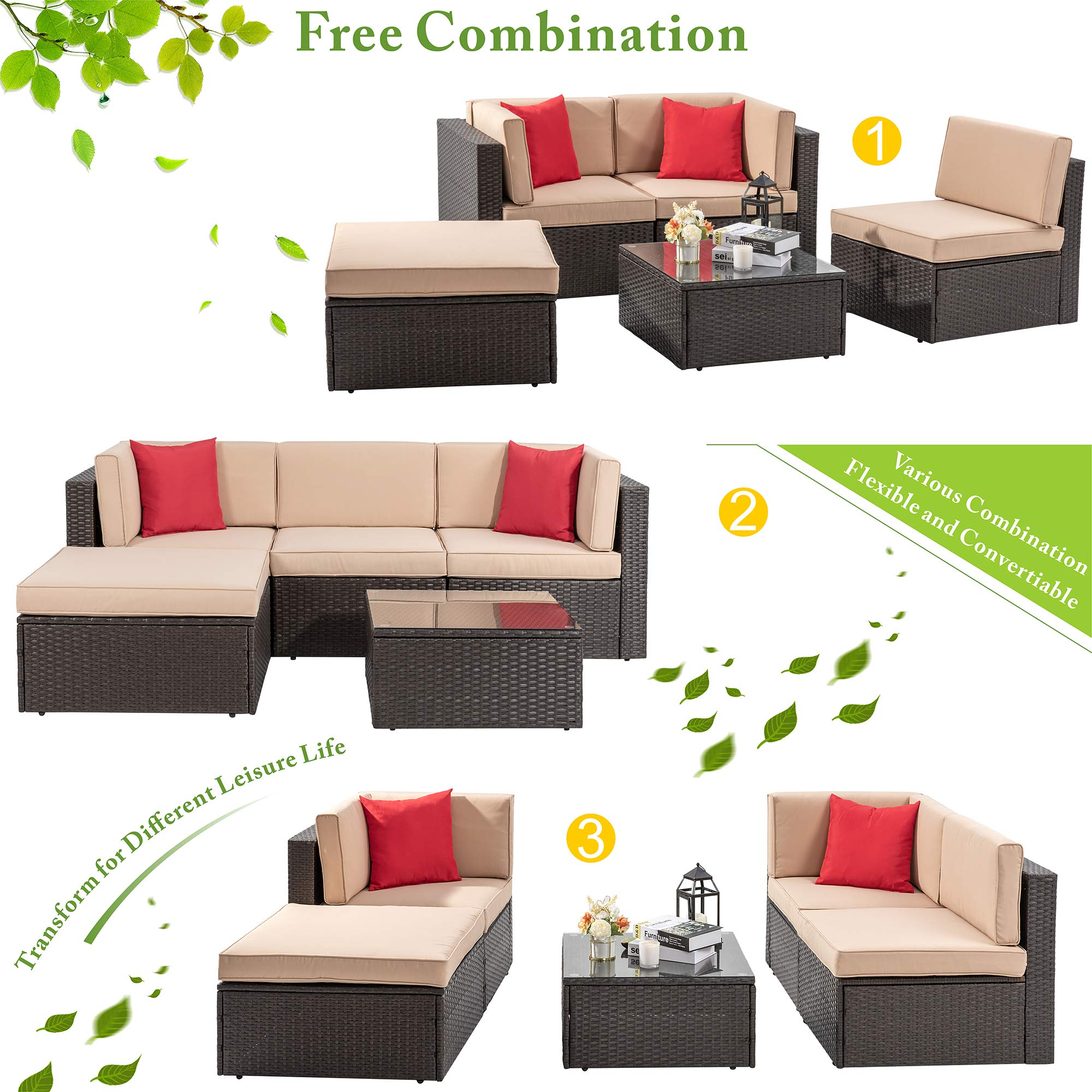 5 Pcs Patio Furniture Sets