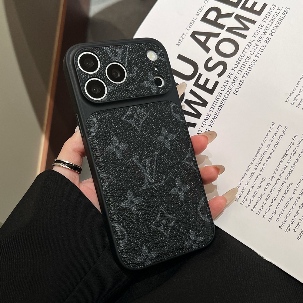 LV & Gucci Classic Monogram Electroplated Frame Luxury Leather Phone Case