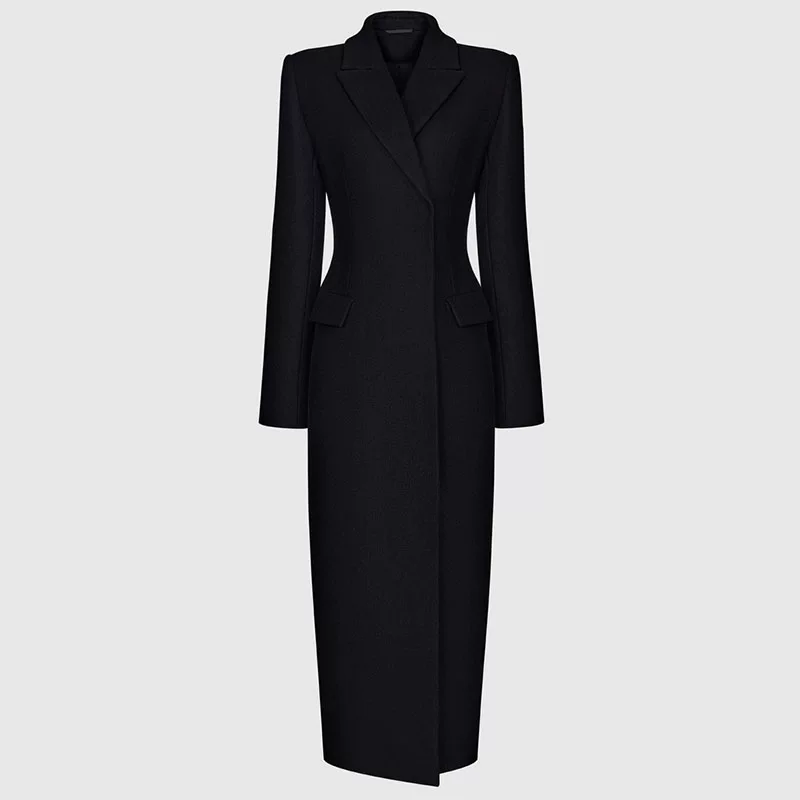 Silm waist long suit collar longwoolenoutwear