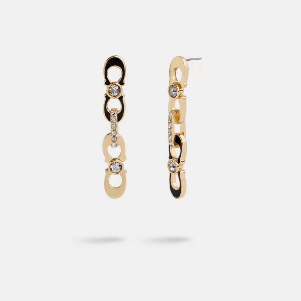 COAthtCH Signature Link Enamel Pavé Linear Earrings