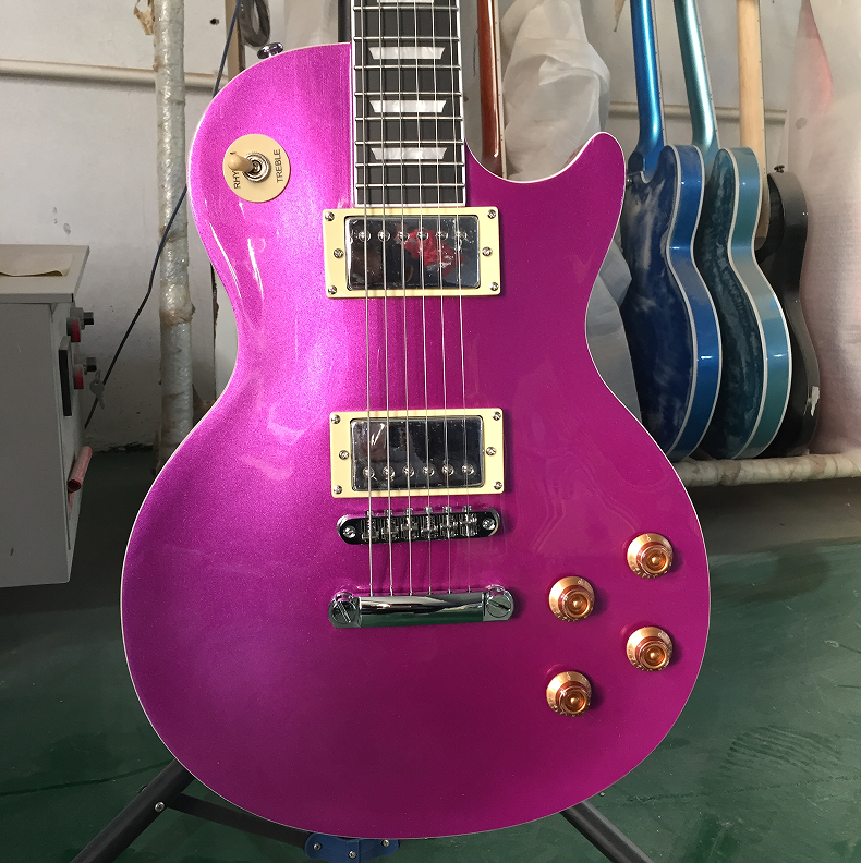 LP Electric Guitar Metallic Purple H-H Pickups Chrome Hardware Guitar Top