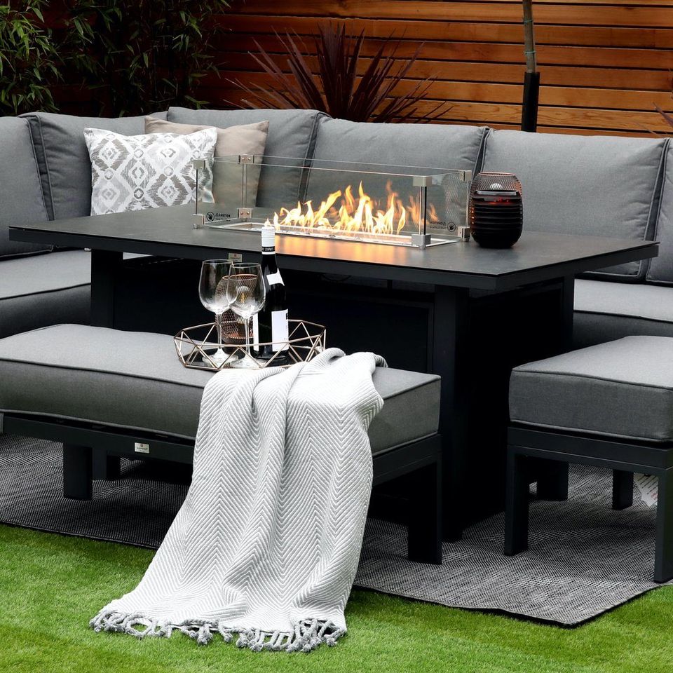 Monaco Luxury Large Grey Rattan Garden Sofa Set 10 Piece Semi