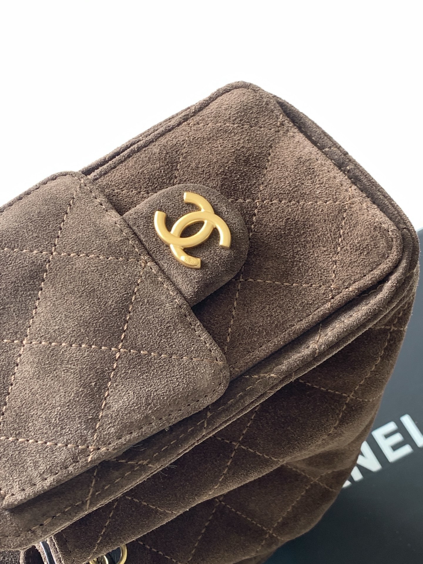 Chanel Lambskin Hobo Bag Dark Brown detail 2