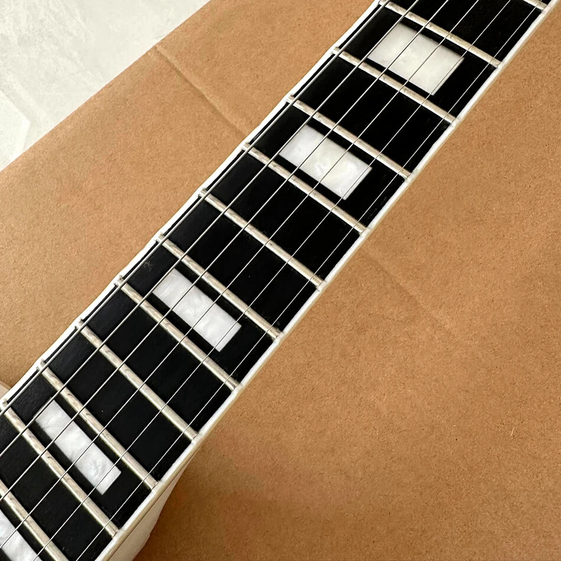 Alpine White LP Electric Guitar, Fret Binding, Tune-o-Matic Bridge Top