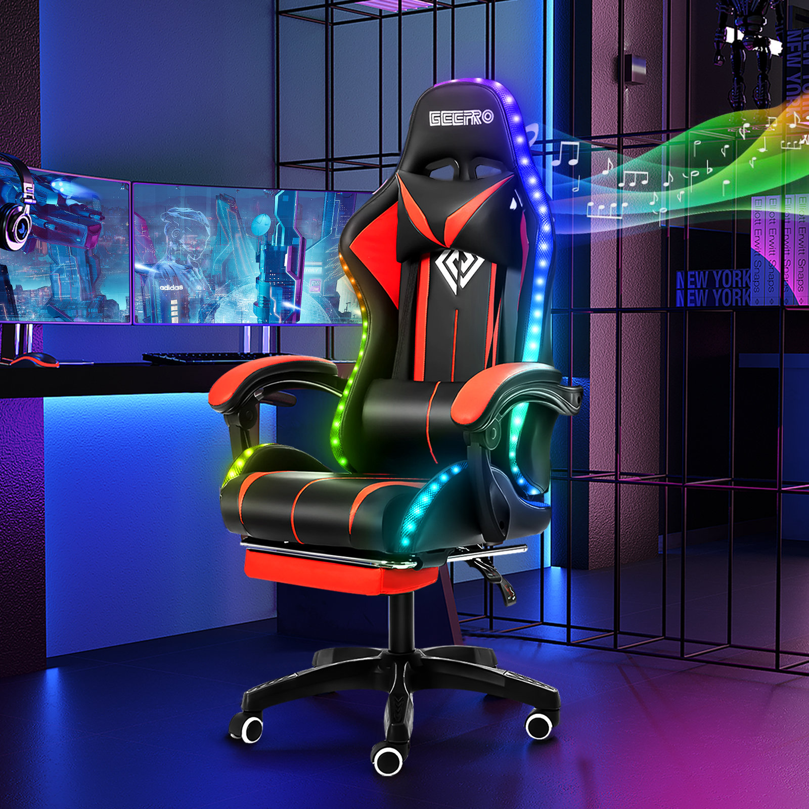 RGB PC & Racing Game Chair With Massage And Bluetooth