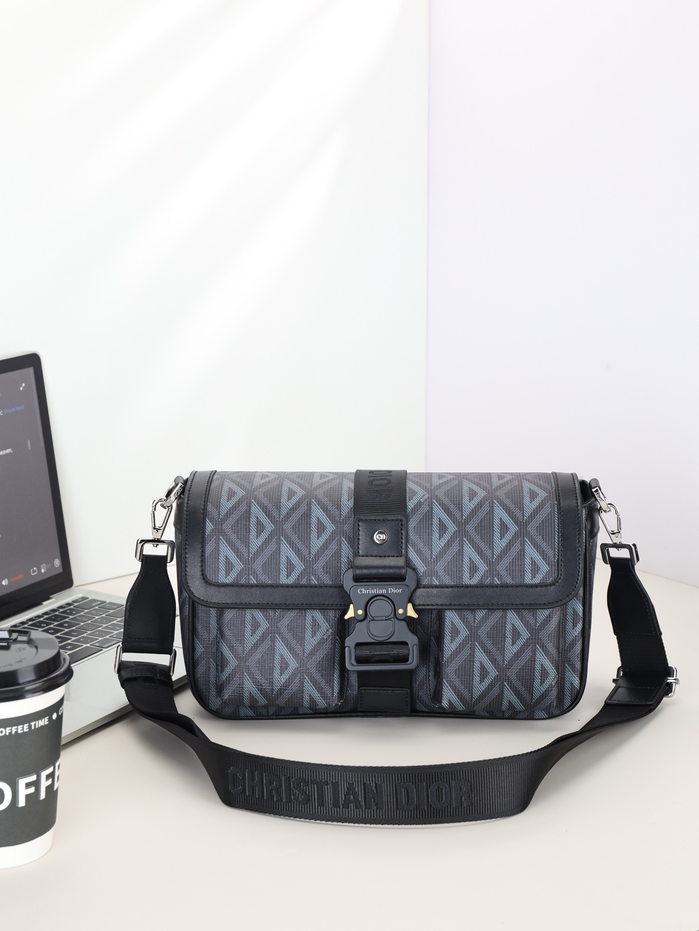 Dior Lingot Messenger Bag, Cd Diamond Coated Canvas