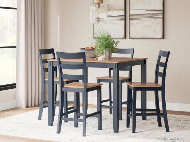 Gesthaven Counter Height Dining Table and 4 Bar Stools