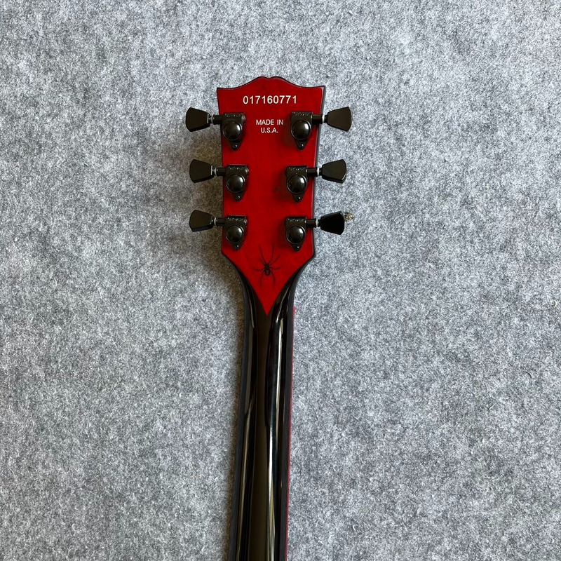 Red/Black Burst Solid Body Electric Guitar, EMG Pickups, Red Binding, LP Single