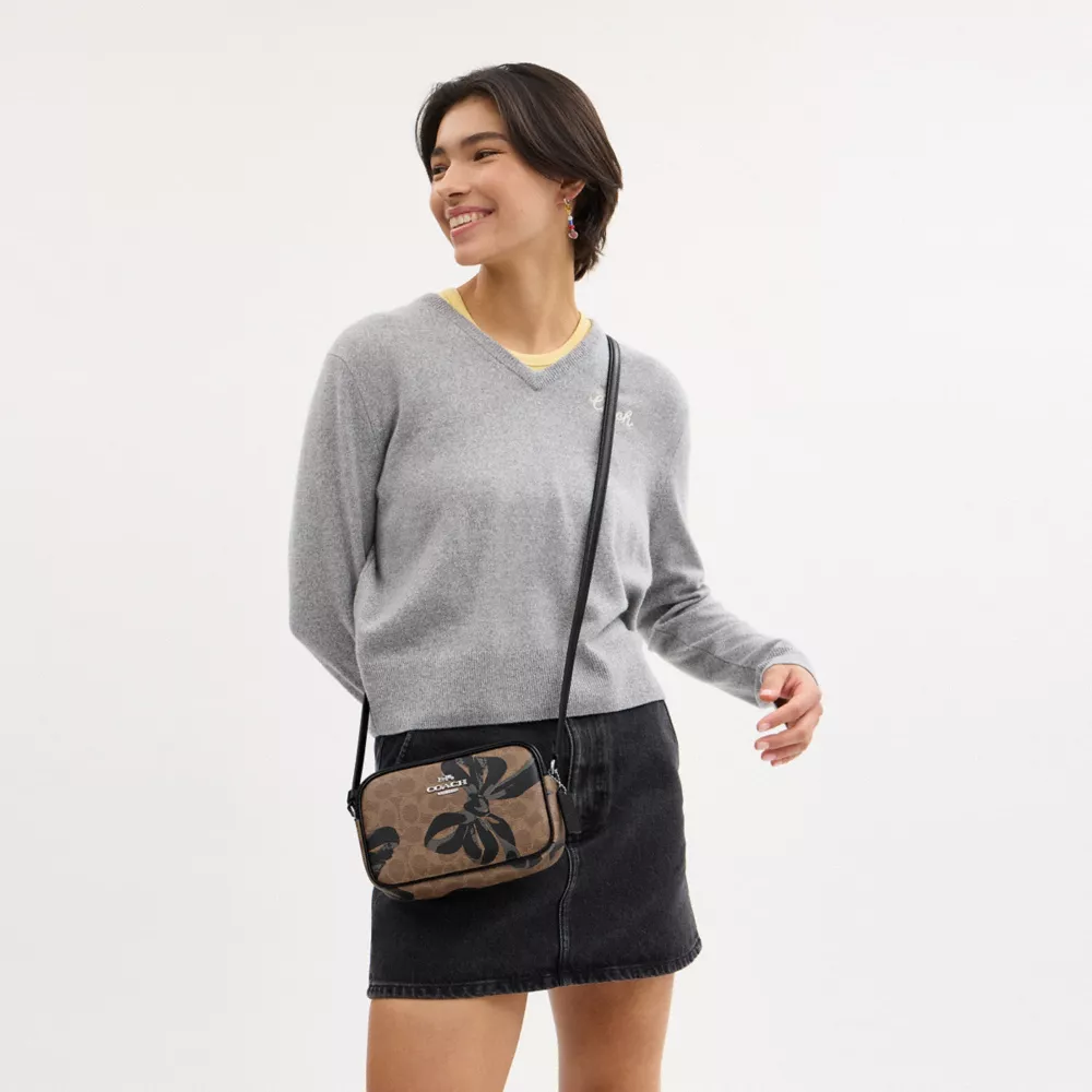 Mini Jamie Camera Bag In Signature Canvas With Bow Print