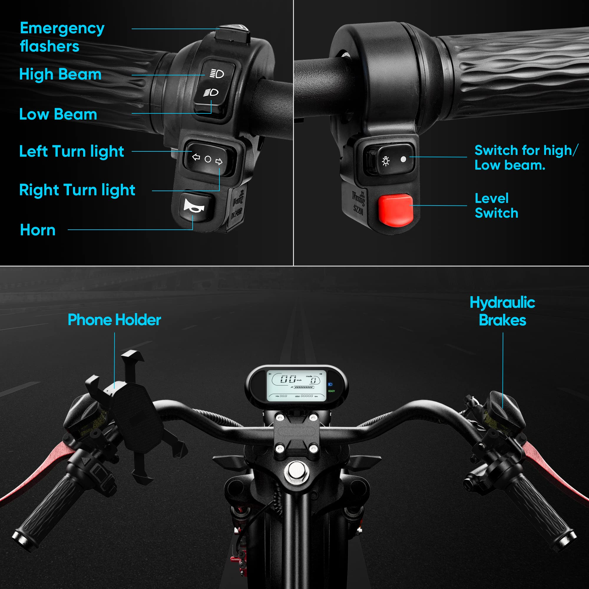 Eahora M8 2000W 37MPH Electric Moped for Adults Street Legal