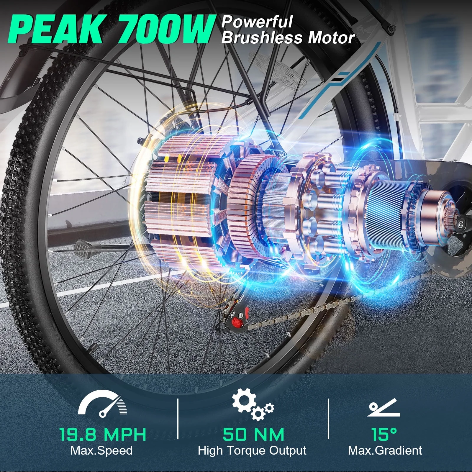 Gocio 26in Electric Cruiser Bike, 500W, 48V 7.8Ah