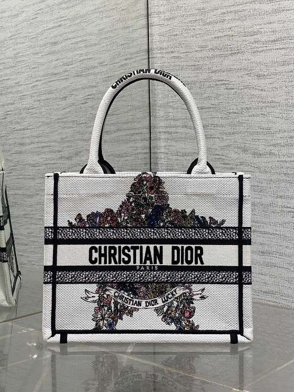 Dior Book Tote Small White Botanical