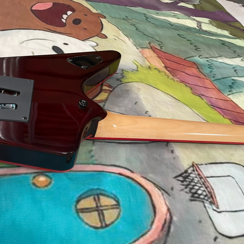 Black Dime Electric Guitar red Lightning Body Red Inlay Free Ship