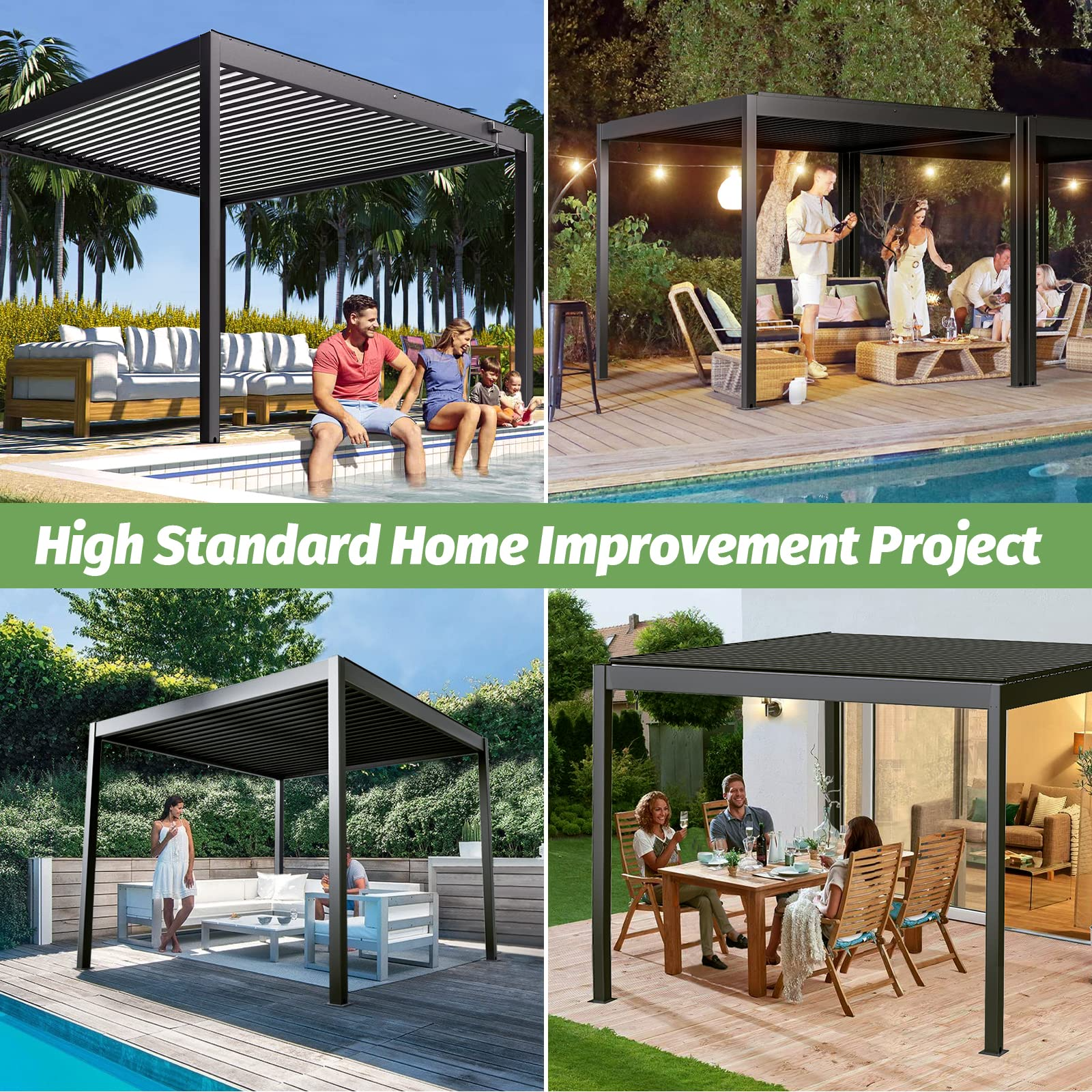 10'x10' NO Corrosion Louvered Pergola