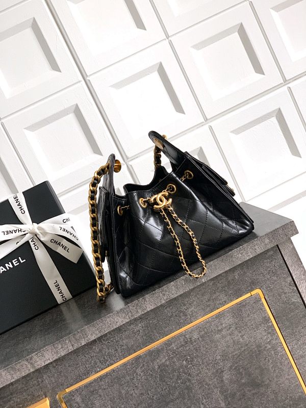 Chanel Mini Hobo Black Waxed Bag