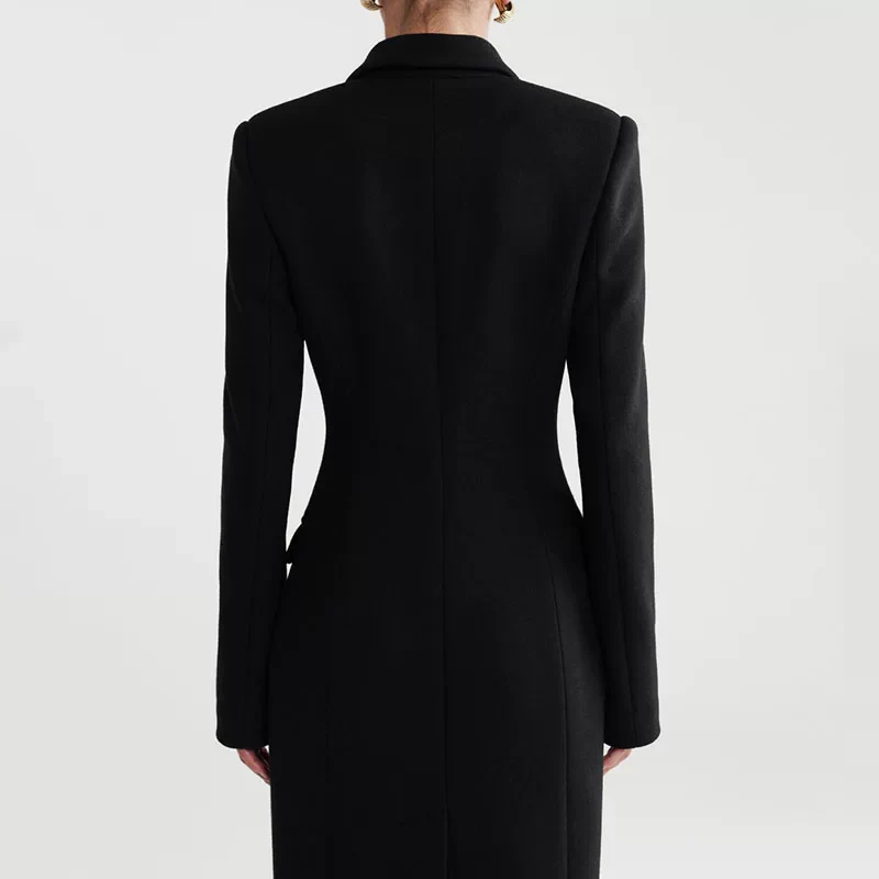 Silm waist long suit collar longwoolenoutwear