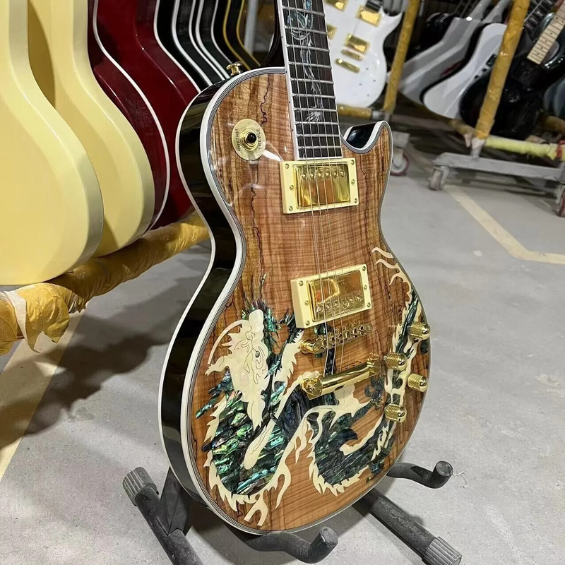 Custom Electric Guitar Dragon Inlay Mahogany Body Rosewood Fretboard 6 strings