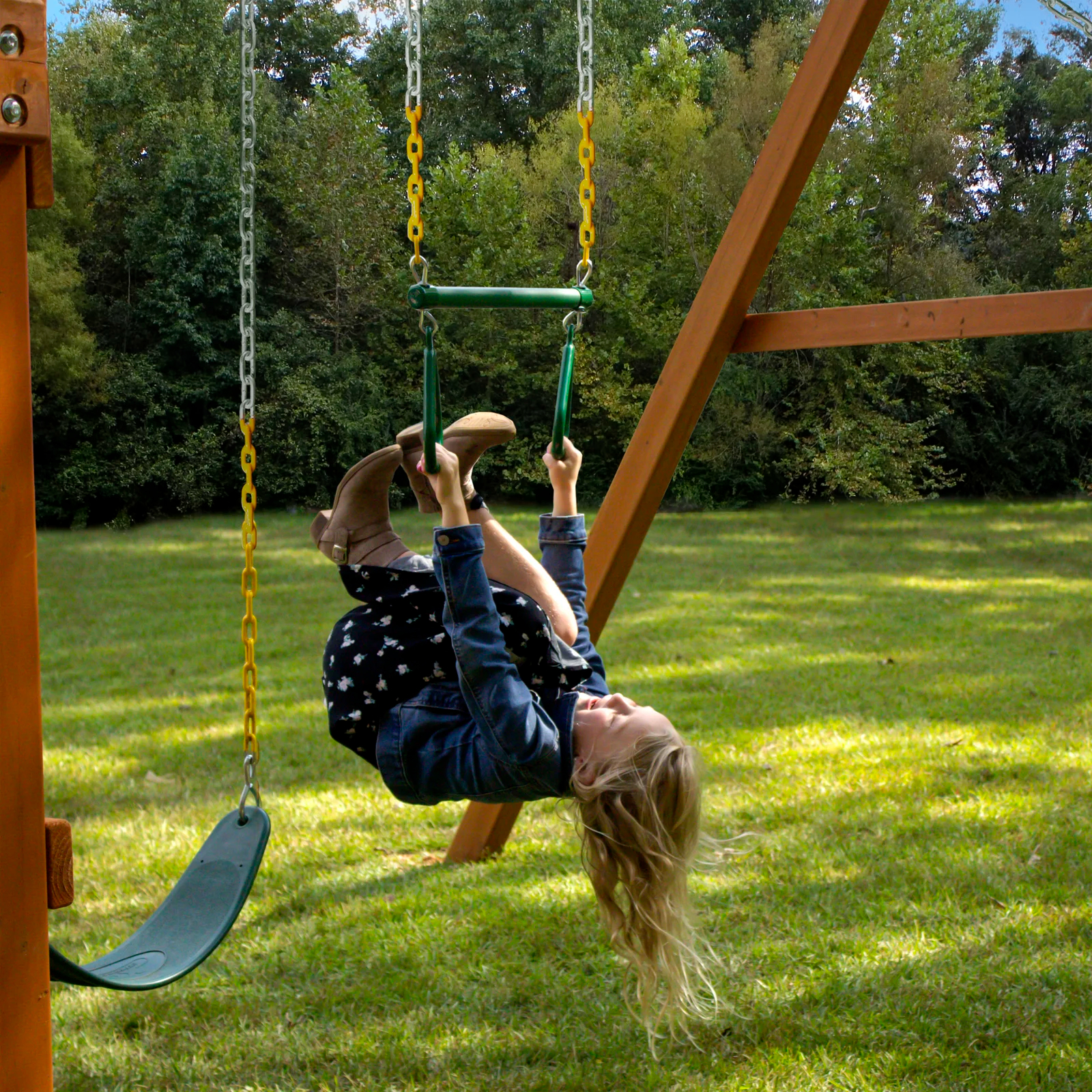 Treasure Trove I Swing Set with Wood Roof