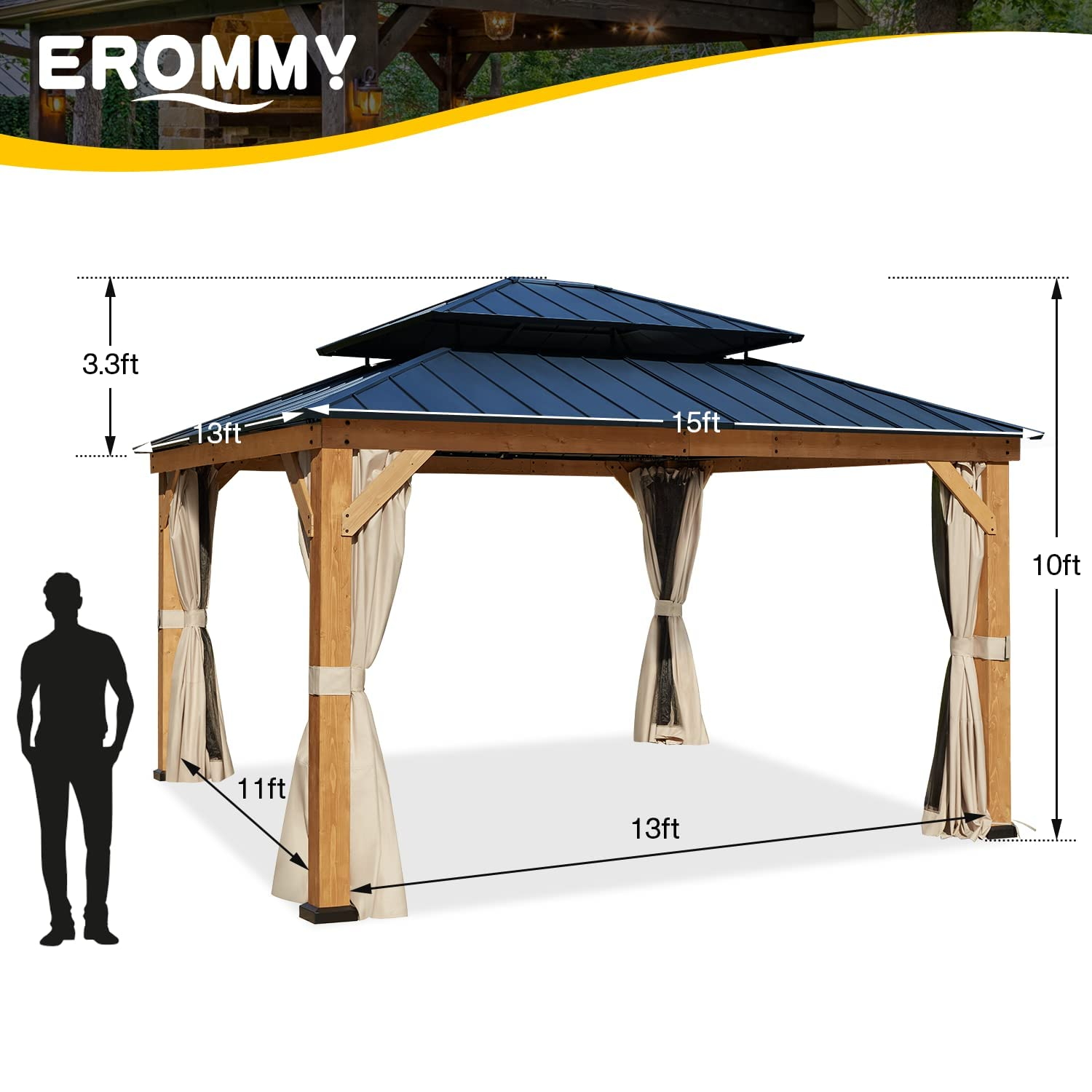 13'x15' Cedar Wood Gazebo