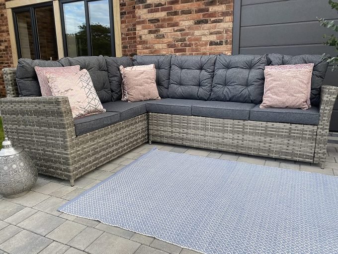 Sorrento Grey Rattan Garden Dining Set 8 Seat - Right Side Facing