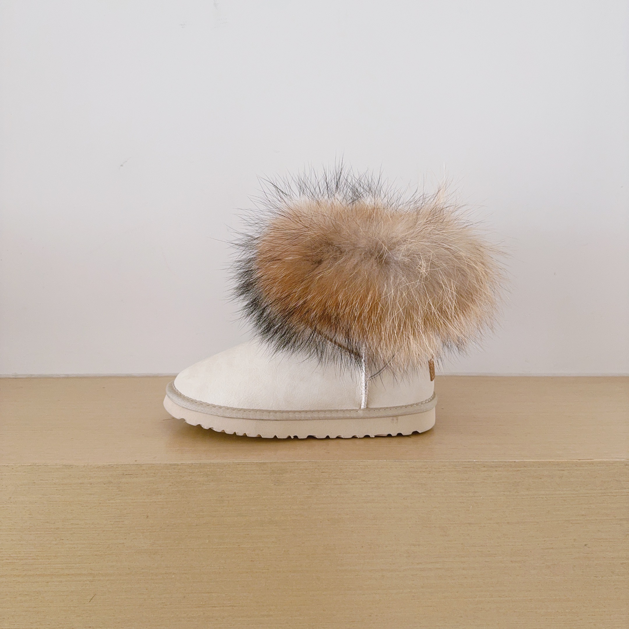 UGG Kids 5854 Genuine Fur Trim Low-Cut Boots