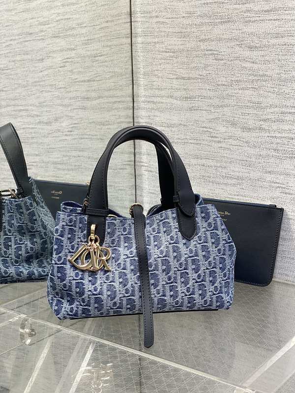 Dior Toujours Tote Bag Small Navy Oblique