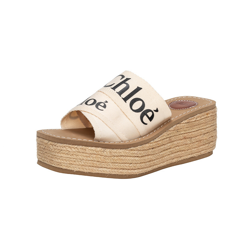 Chloe Logo Espadrille Wedge Sandals