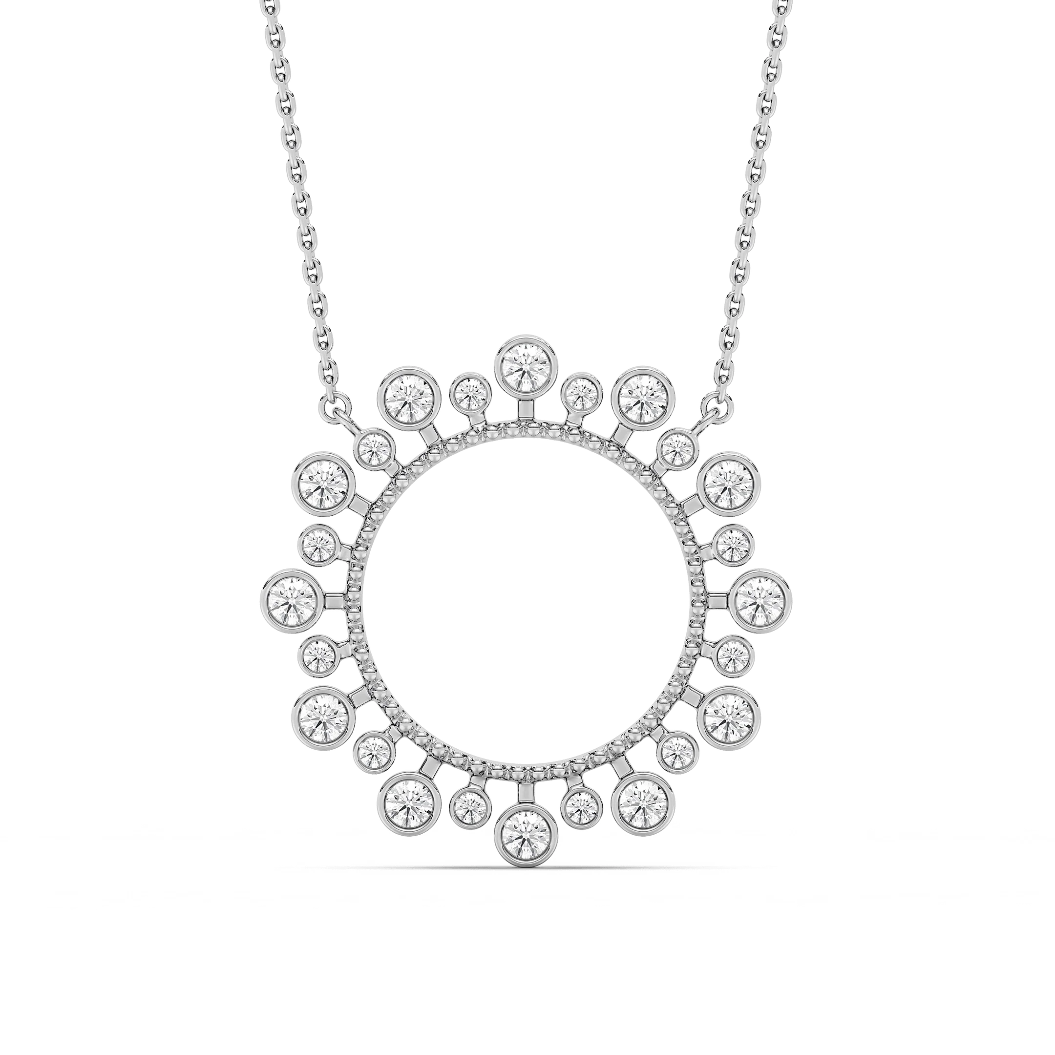 5/8 ctw Round Lab Grown Diamond Bezel Starburst Pendant  - 18 Inches