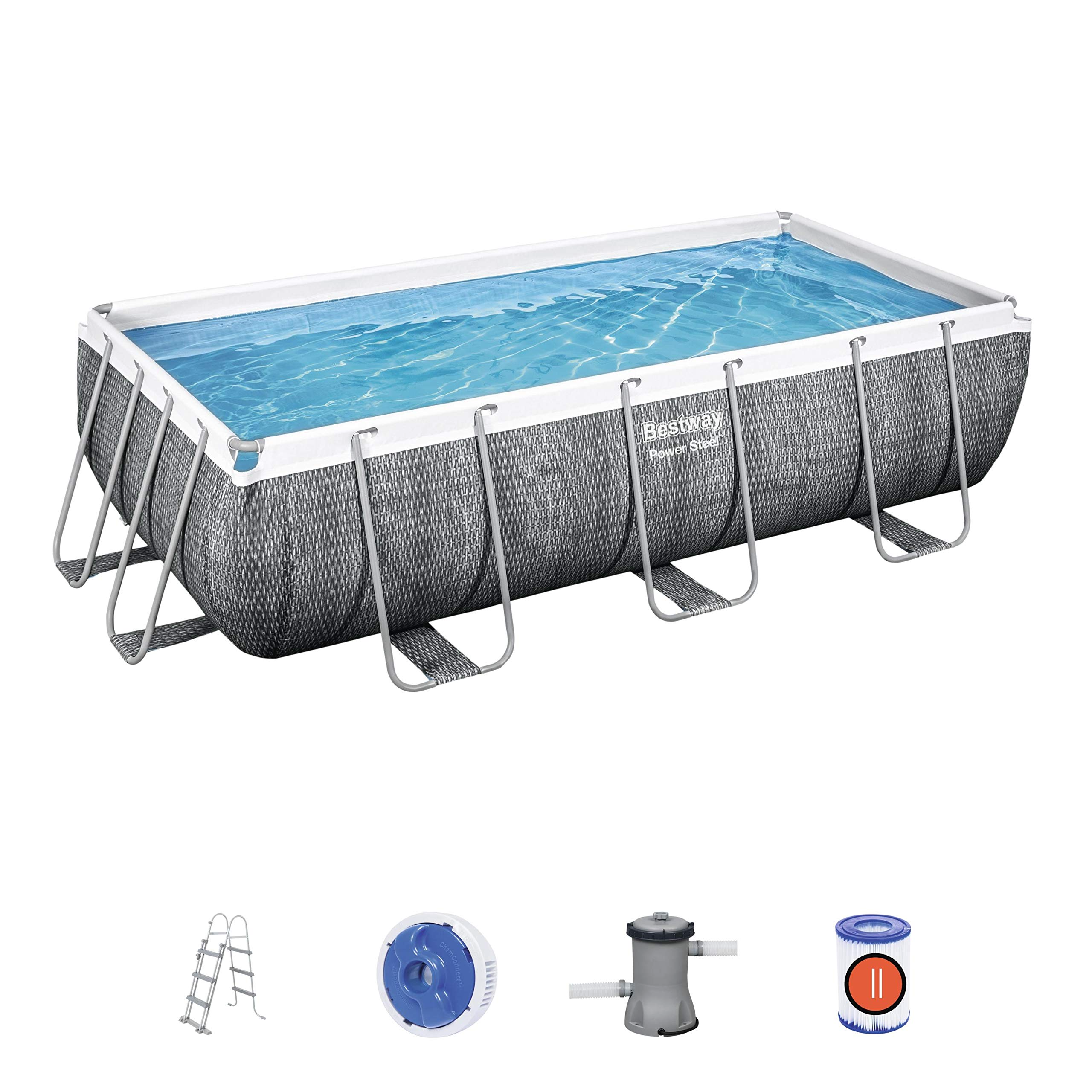 Steel above ground pool, Grey rattan Print