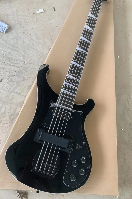Factory Electric Guitar Bass Finish Gloss Black 5 String High Quality