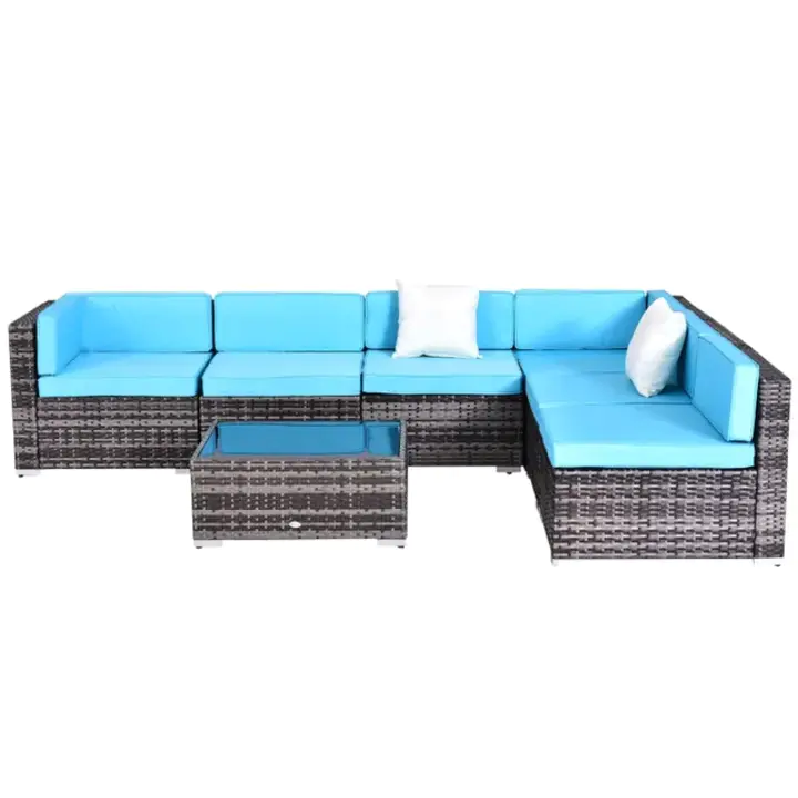 7 Piece Rattan Sofa Set Furniture Patio Set