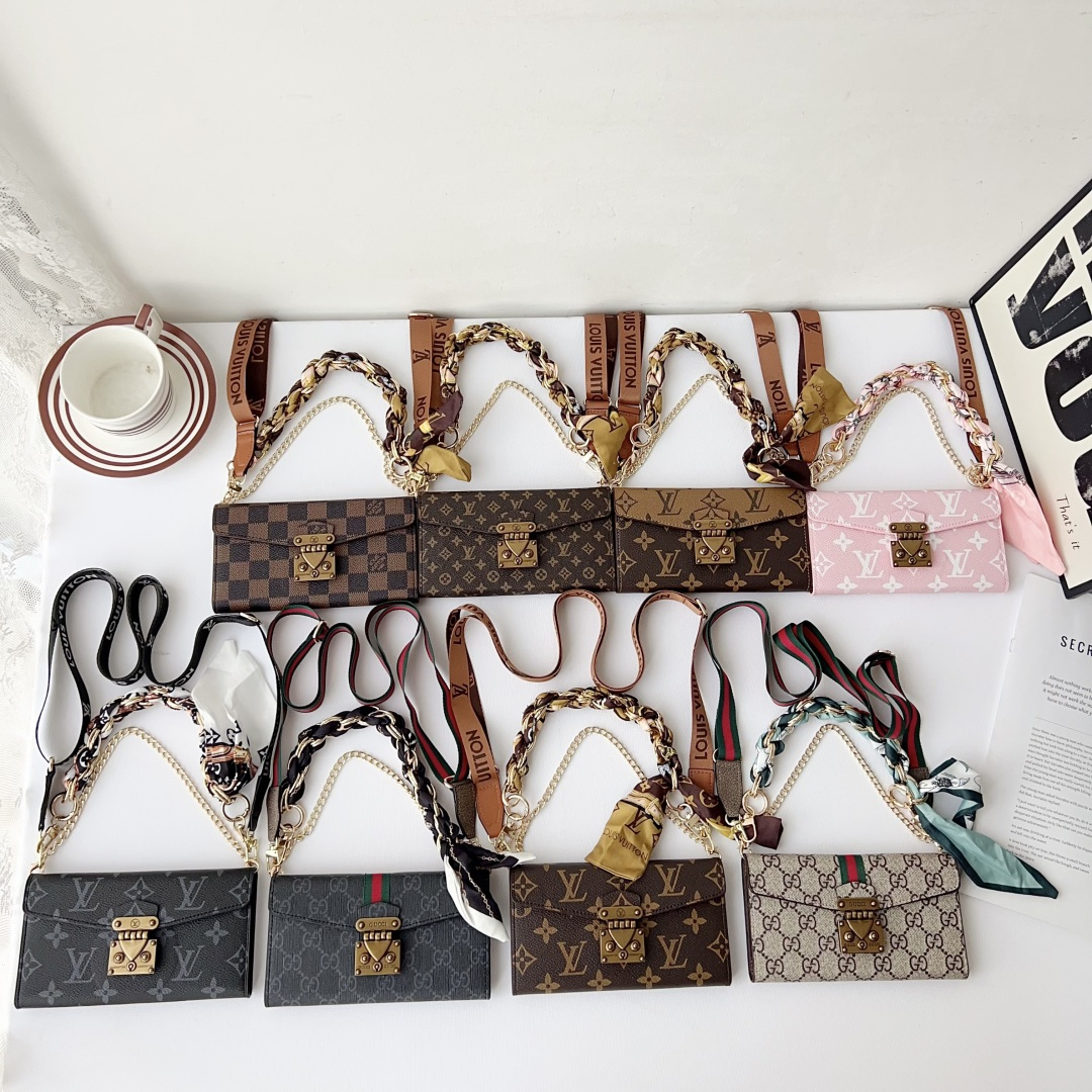 Louis Vuitton & Gucci Luxury Monogram Wallet Crossbody Phone Purse Case