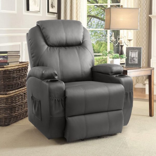 Faux Leather Power Reclining Heated Massage Chair