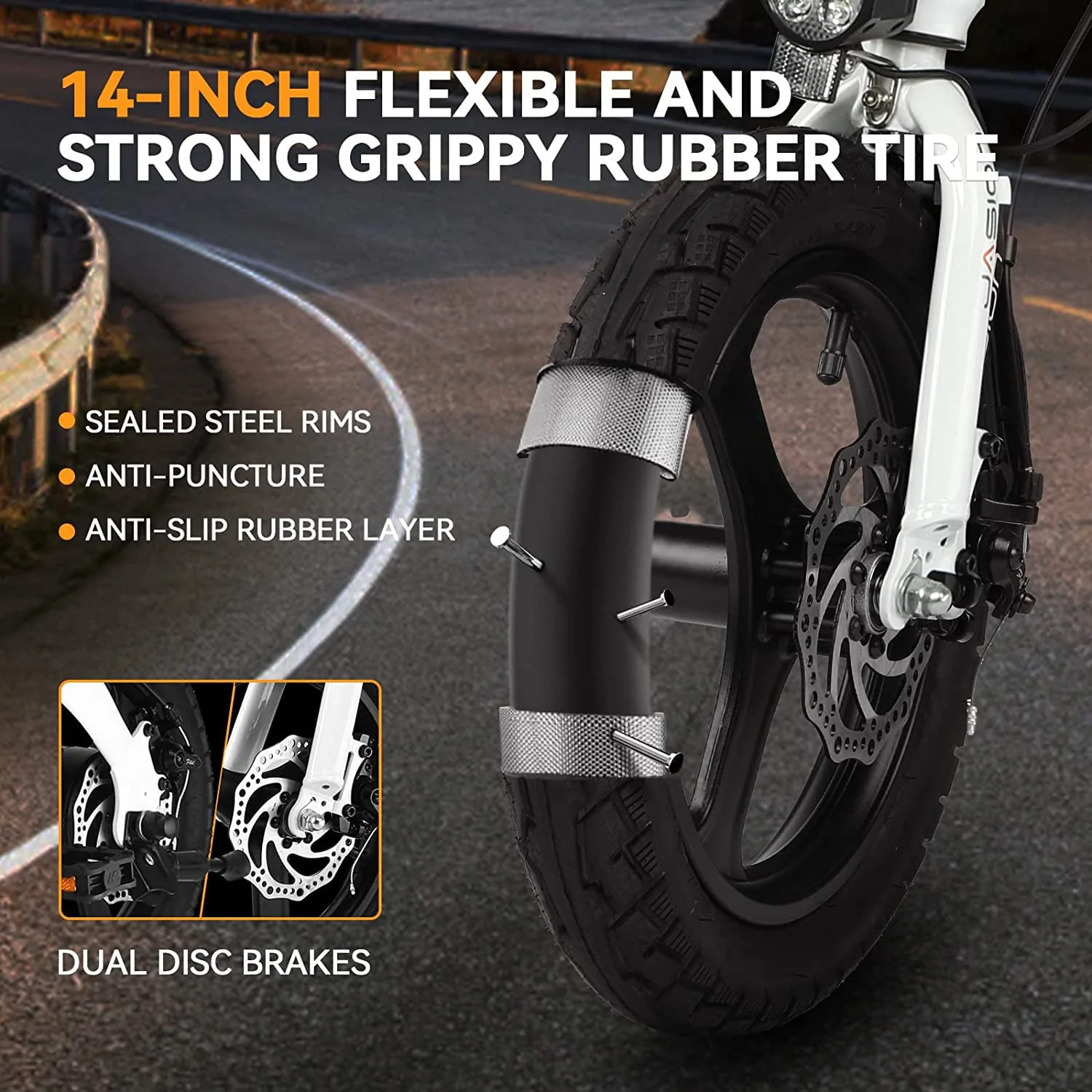 Jasion EB3 14in Folding Electric Bike, 350W, 36V 7.5Ah