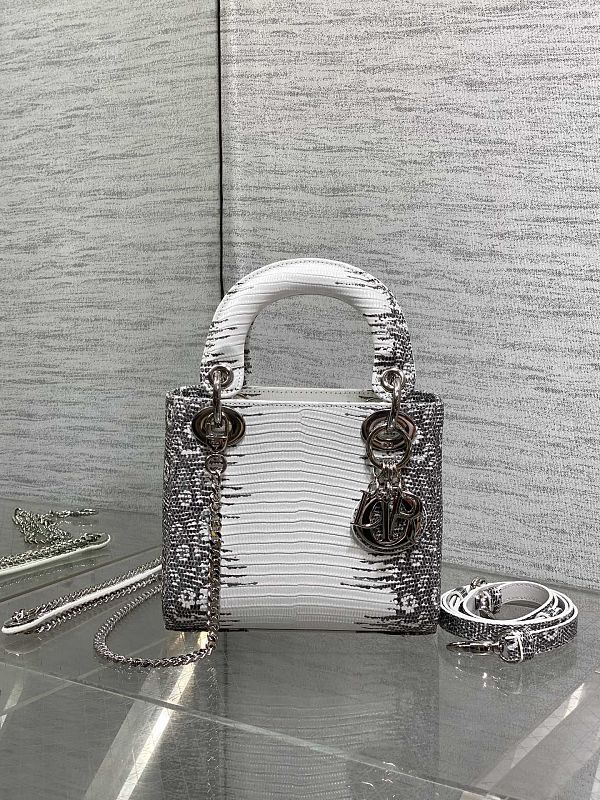 Dior Lady Mini Grey White Bag