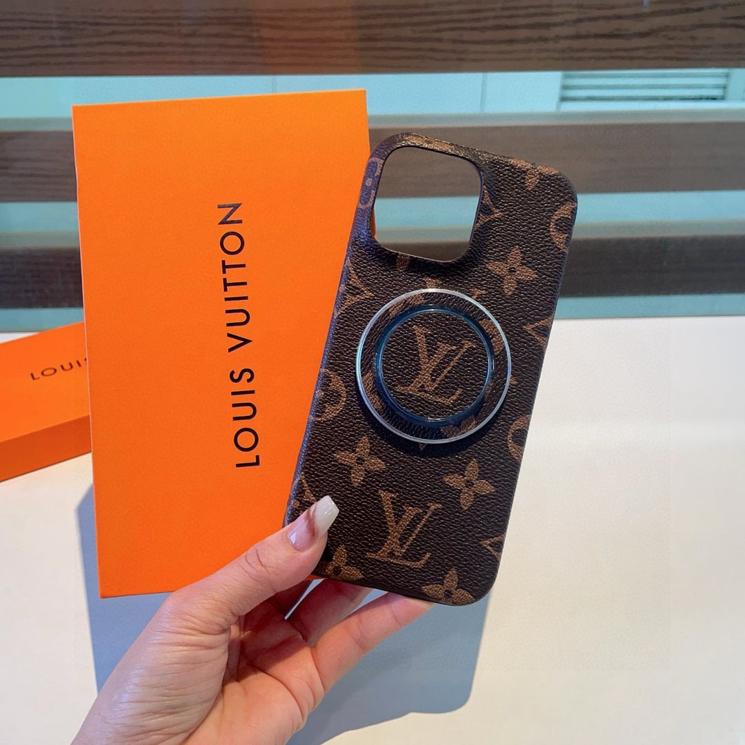 LV Classic Monogram Phone Case with Strong Magnetic & Logo Stand
