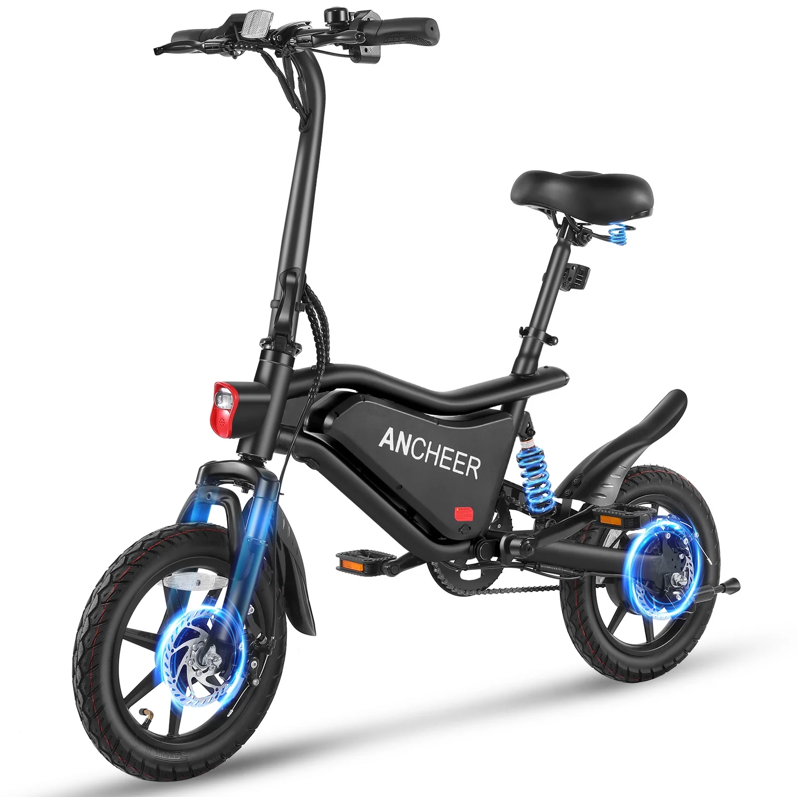 ANCHEER 14in Folding Electric Bike, 500W Peak, 48V 374Wh