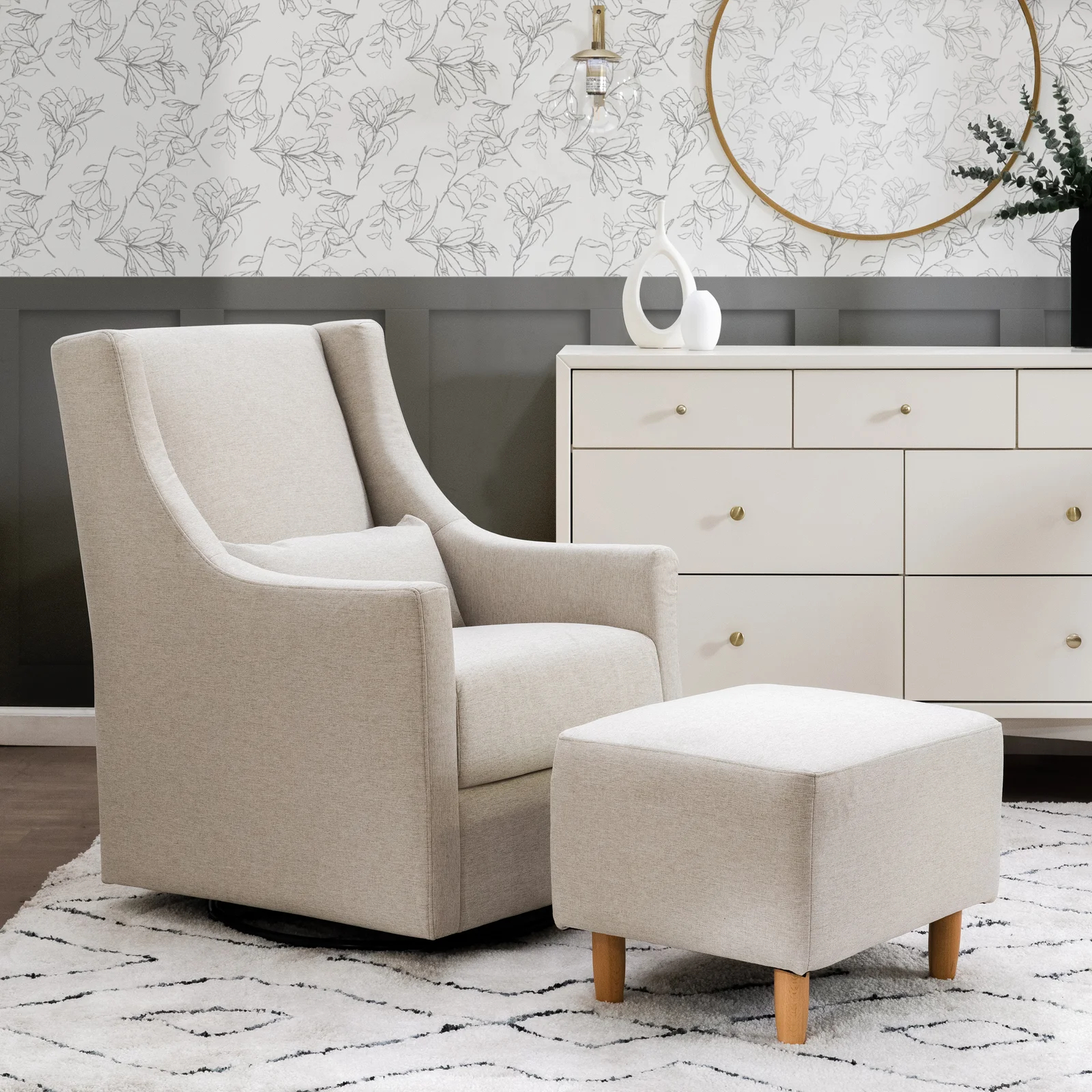 Toco Swivel Glider with Ottoman Set