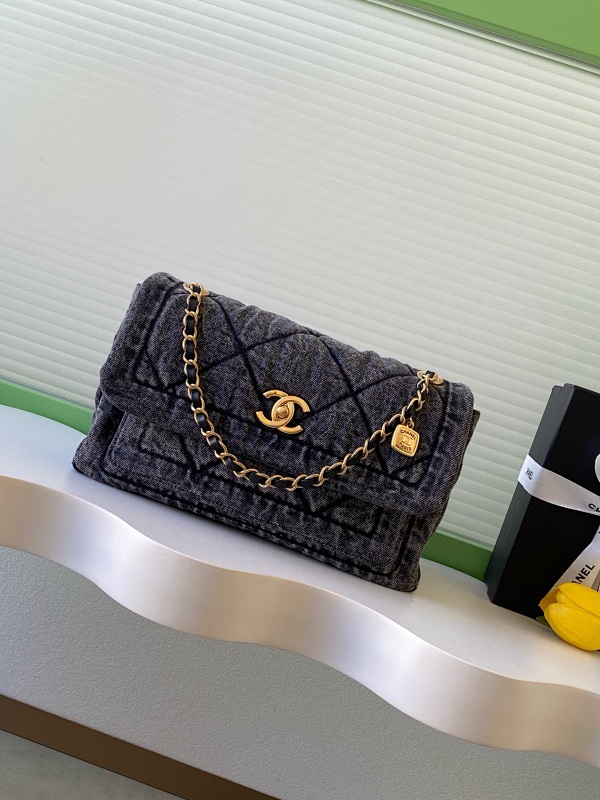 Chanel Denim Chain Bag Black