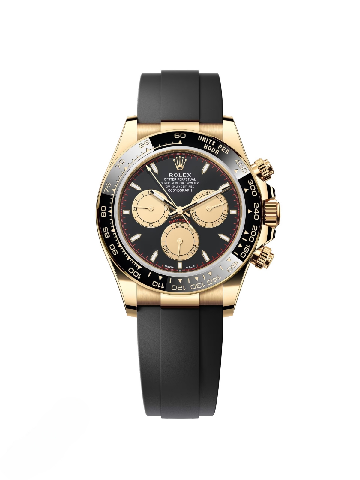 【Super Clone】Rolex Daytona Yellow Gold / Ceramic / Black / Oysterflex  m126518ln-0004