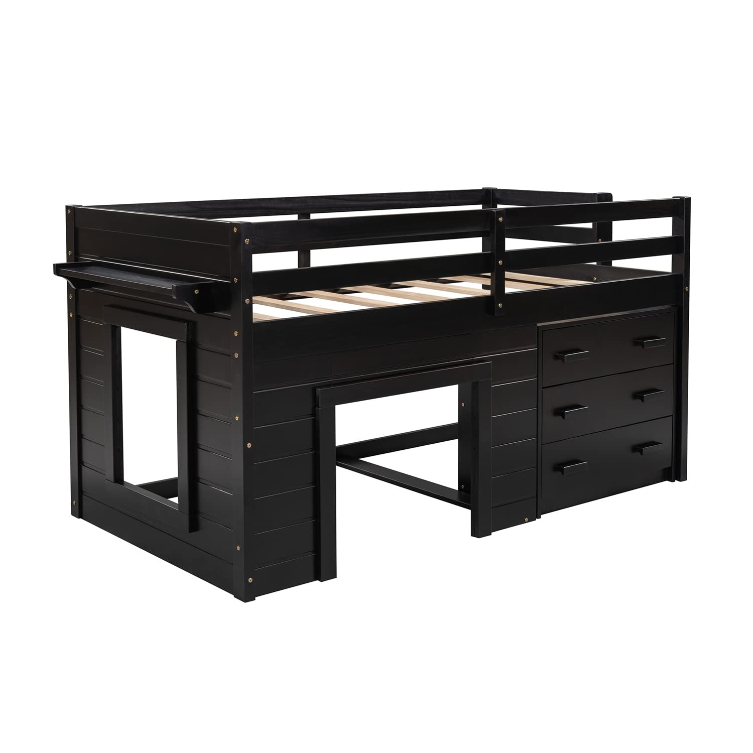 Bellemave Low Loft Beds with 3 Drawers Twin Loft Bed Frame with